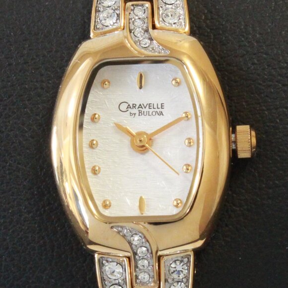 Caravelle Ladies Gold Tone Watch ½ Bangle Bracelet MOP Dial 16mm - Picture 9 of 13